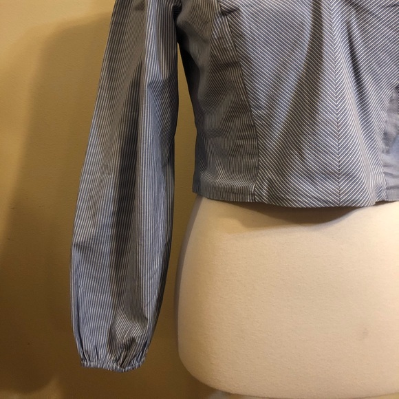 Urban Outfitters Blue Long Sleeve V Neck Crop Top - Picture 3 of 8